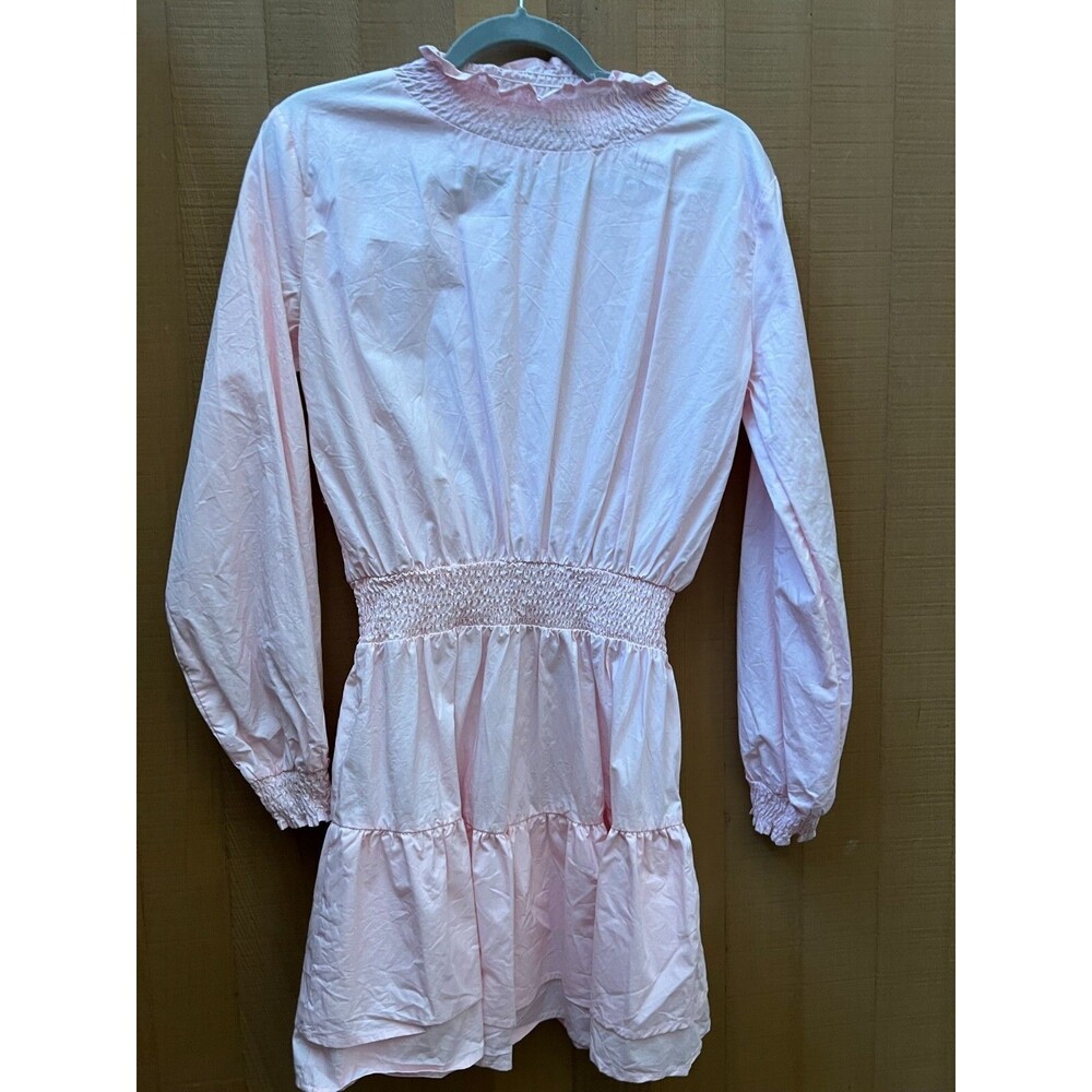 Nasty Gal Women Pink Casual Dress us size 6 long puff sleeve cotton uk 10 ruffle